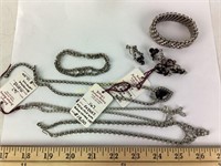 Rhinestone Jewelry Lot: (3) Necklaces, Link