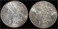 1897 & 1904-O MORGAN DOLLARS AU