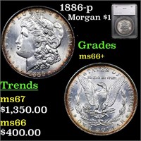 1886-p Morgan Dollar $1 Graded ms66+ By SEGS