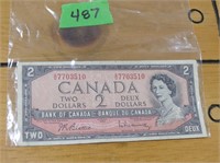 1 - Two Dollar Bill 1954 Canadian