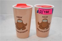 Two Philoslothical Cearmic Mugs w/Lids. New