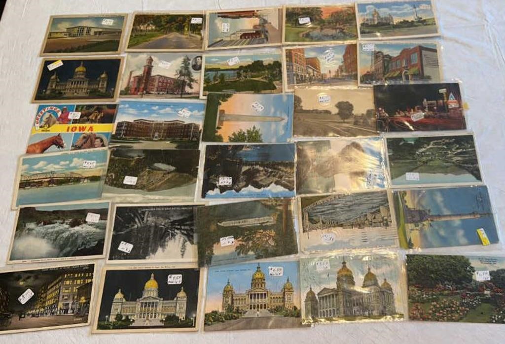 Antique U.S. states postcards and stamps