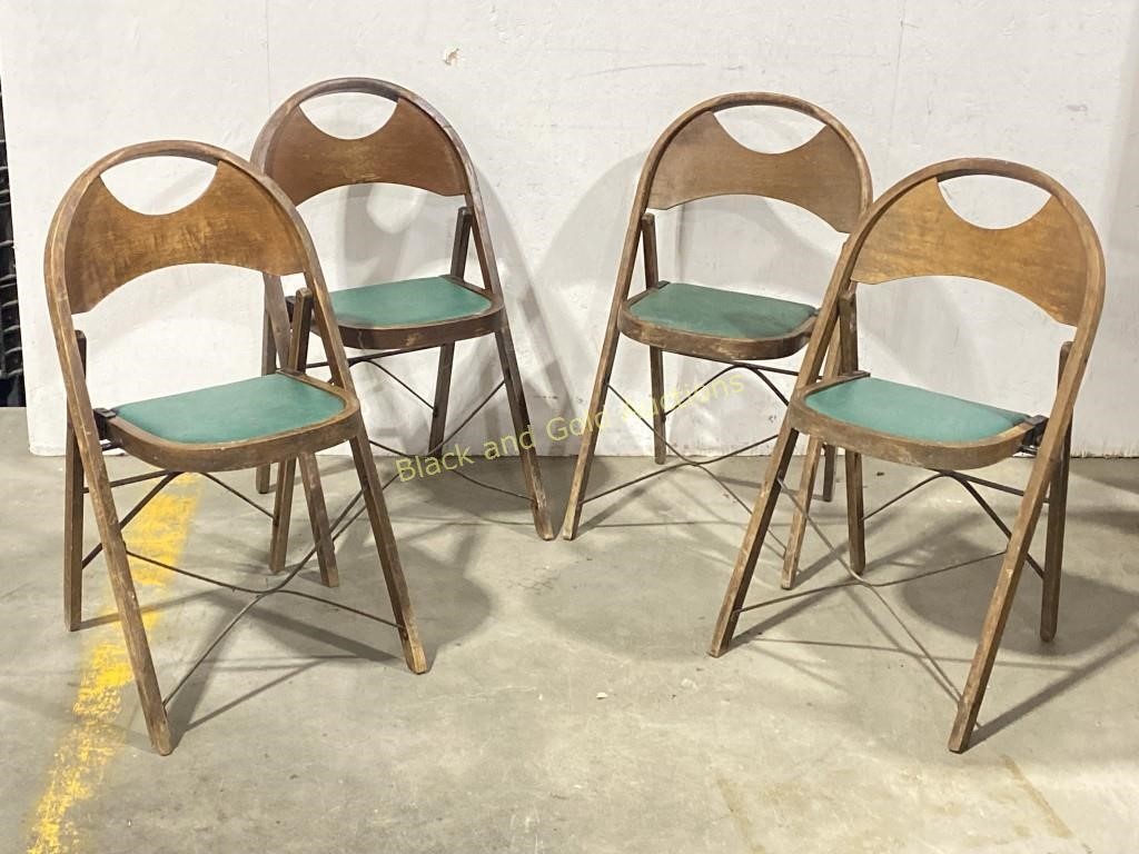 4 Mid century Solid Kumfort Folding Chairs