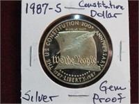 1987 S CONSTITUTION DOLLAR 90% GEM PROOF