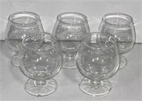 Brandy Snifter Set of 5 Clear Glass - Unmarked
