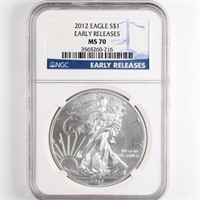 2012 Silver Eagle NGC MS70