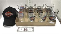 Set of eight Harley Davidson glasses