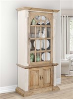 Farmhouse Tall Cabinet Hutch in White Chalk and Na