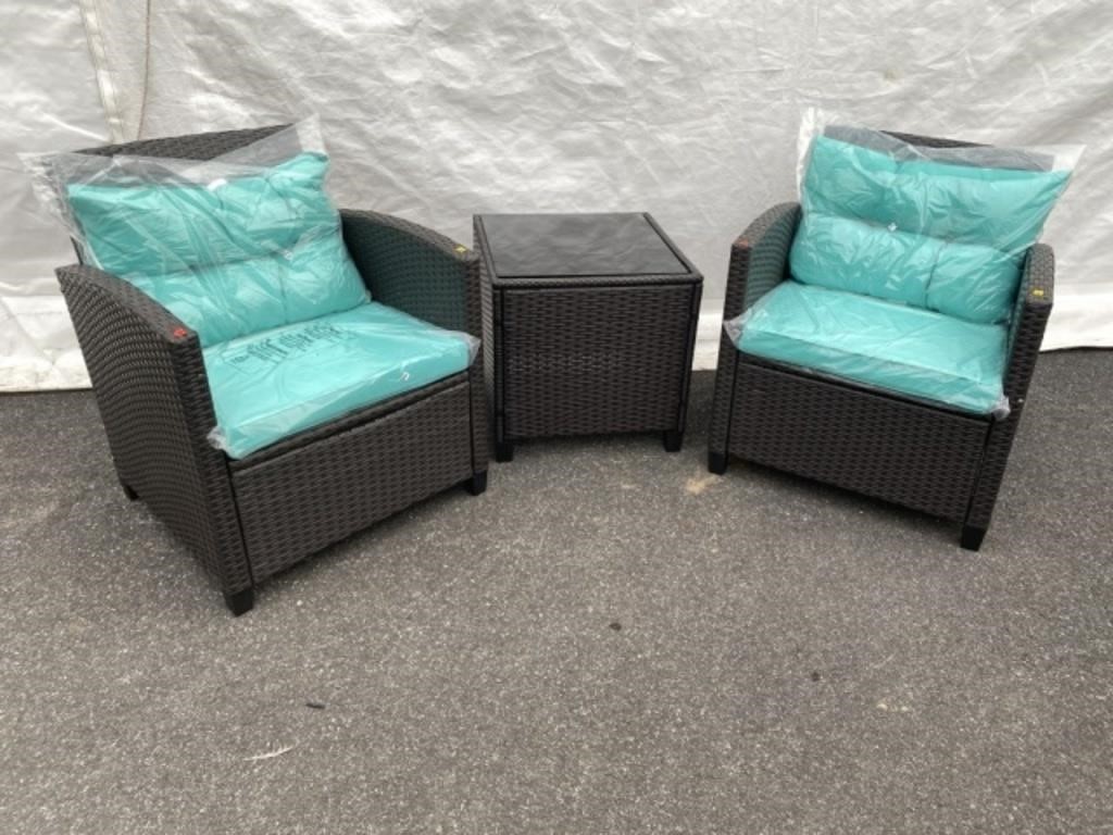 3 Pc. Plastic Wicker Patio Set