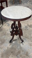 Oval Walnut Victorian Marble Top Table