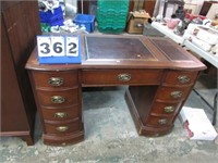 MAHOGANY DESK W/ LEATHER TOP INSERTS