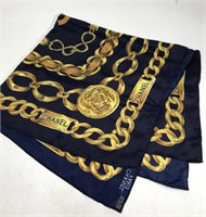 Chanel Paris chain-link 100% silk scarf