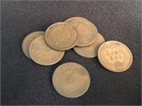 Variety of Indian Head Cents from the 1880's