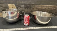 2 Large Stainless Steel Bowls