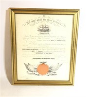 Antique Navy Military Document Print 1864