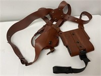 Falco leather shoulder holster with double mag pou