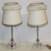 Pair of Acrylic Lamps with Shades