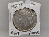1922-D 90% Silver Peace $1 Dollar