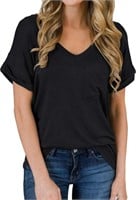 (Size: XL) MIHOLL Women's Short Sleeve V-Neck