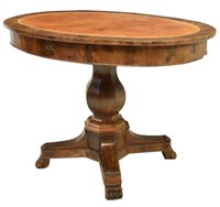 FRENCH EMPIRE STYLE LEATHER-TOP PEDESTAL TABLE