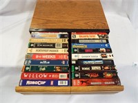 (20) VHS Movies - With Faux Wood Storage Drawers