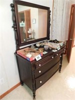Antique two over two drawer dresser w/ mirror,