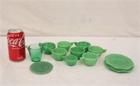 Lot of 12 Akro Agate Green Child's Dishes #1