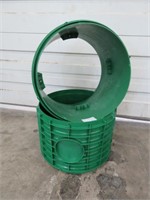 2 LARGE GREEN PLASTIC TUBES APPROX. 17.5" X 14"