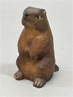 Small Hand Carved Wood Gopher Ground Hog Figure