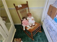 Antique Pressed Back Oak Rocking Chair