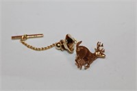 14kt gold 6pt Buck Deer Tie Pin .75" 2.16 grams