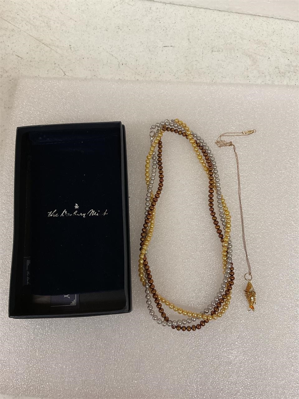 Danbury mint necklace and fish necklace