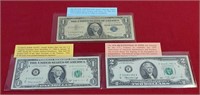 1957B $1 Silver Certificate, 1963B $1 Barr Note,