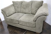 Fleece Love Seat Sofa w/ High Arms & Pillow Back