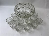 Punch Bowl Set With 12 Glasses