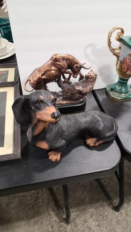 BEAR & BULL SCULPTURE W/ WEINER DOG SCULPTURE