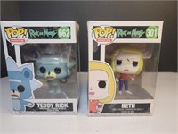 2x funko pop figures Rick and morty teddy Rick