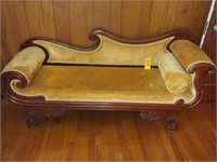 Victorian Fainting Sofa, Claw Foot, Wave Back,