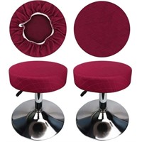 (2Pcs, Z-Burgundy Red) HuaLiSiJi Round Stool