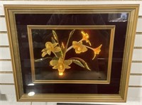 (M) Vintage Lighted Floral Flower in Frame 19