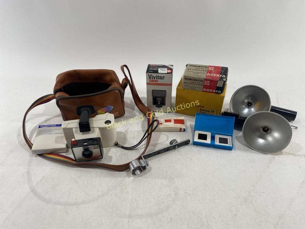 VTG Polaroid Camera, Film, Case & More