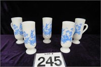 Set of 5 Vintage White Milk Glass Cups - Avon
