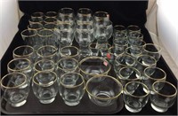 Gold Rimmed Glasses - 44 Piece Set