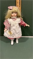 Vintage 15” Doll with Bow & Floral Dress
