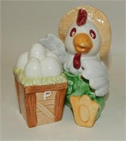Anthropomorphic Chicken Showing Off Eggs