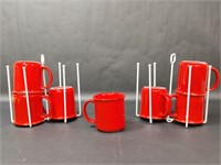Crown Corning from Japan Red Coffee Cups