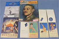3 WW2 Magazines + 3 V-Mail Risque Calendars