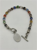 Sterling Silver UV Uranium & Glass Bead Bracelet