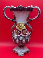 17” Capodimonte Double Handle Flower Vase