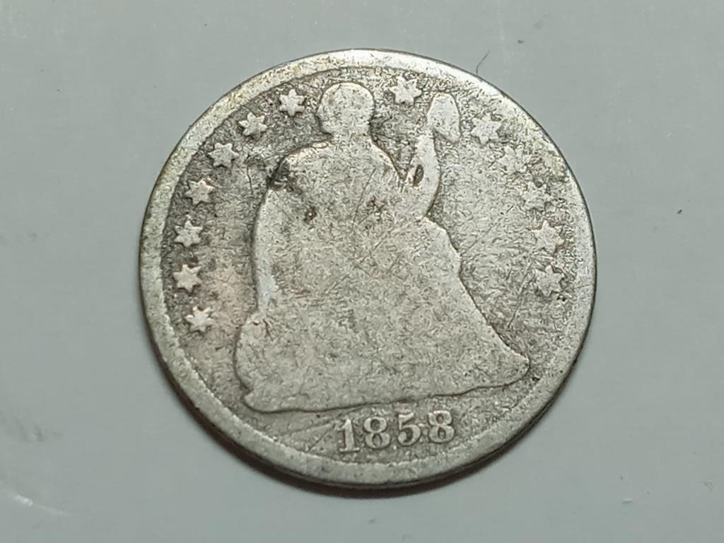 OF) 1858 O seated liberty silver half dime